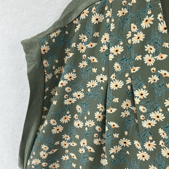 Papermoon (Stitch Fix) Women’s Top Size S Moss Green Floral Mixed Media NWT - Picture 4 of 11